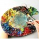 Stainless Steel Drum Painting Palette Oil Paint Pot Double Hole Dipper Easy Clean